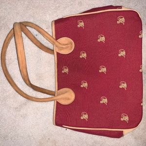 J McLaughlin Burnt Red Monkey Pattern Small Tote